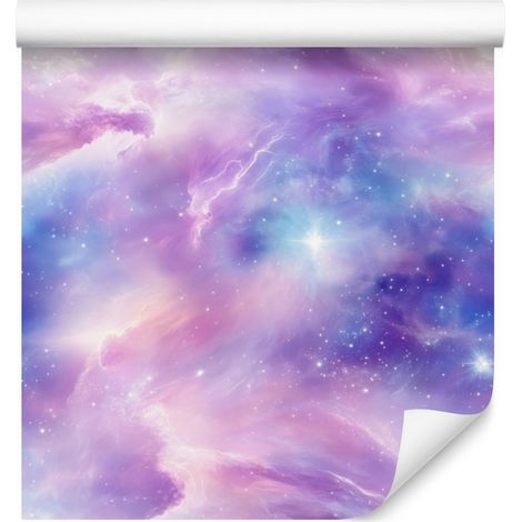 Carta da parati acquerello galassia lavanda, blu e viola 50x1000 cm (1/5)