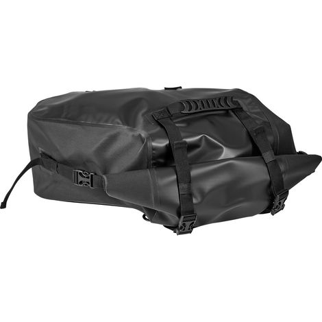 Sacoche de réservoir moto 28 L (2x14 L), imperméable, compatible avec la plupart des motos, avec bandoulière et sangle inférieure, noir. (1/5)