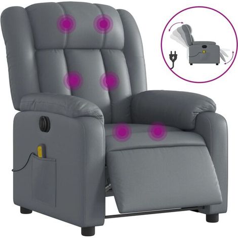 Fauteuil de massage électrique inclinable en similicuir gris (1/5)