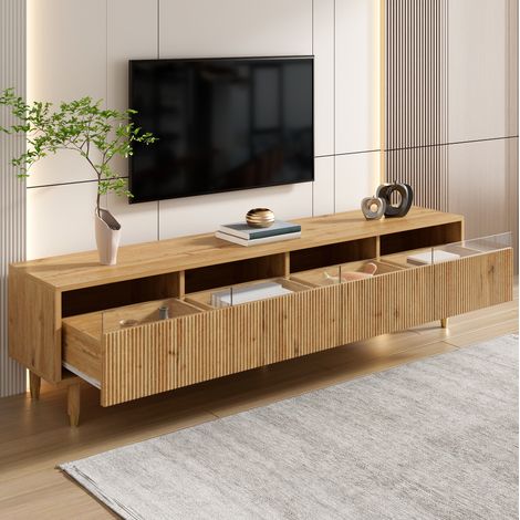 Mobile TV 180x35x43 cm naturale MDF e pannello truciolare con 4 ante