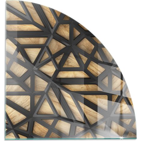 Kaminofen Glasplatte Funkenschutz Kaminplatte Kaminglas Ofenglas gehärtetem Glas mit Motiv Geometrie mit Holz 1/4 100x100 cm