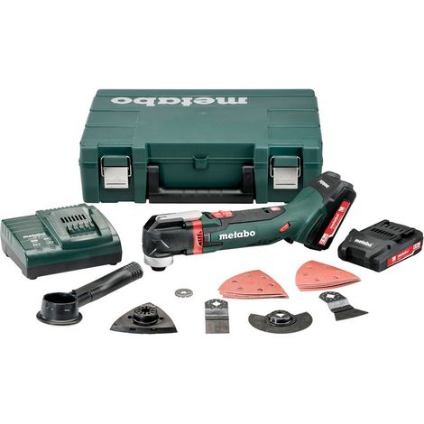 Metabo - Levigatrice multifunzione oscillante a batteria 18V con accessori, 2x batterie 2,0 Ah LiPower, caricabatterie 613021510 (1/4)