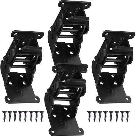 Set di 4 cerniere pieghevoli per mobili, realizzate in robusto e resistente ferro nero, per un utilizzo versatile. (1/5)