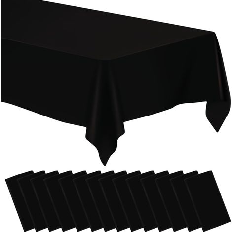 Nappe Noire : 14 pièces 137 x 274 cm Nappes en Plastique Noires, Nappes en Papier Rectangulaire Nappe de fête Noire pour Pique-nique, Fête, Décoration, Mariage, Banquet (1/5)