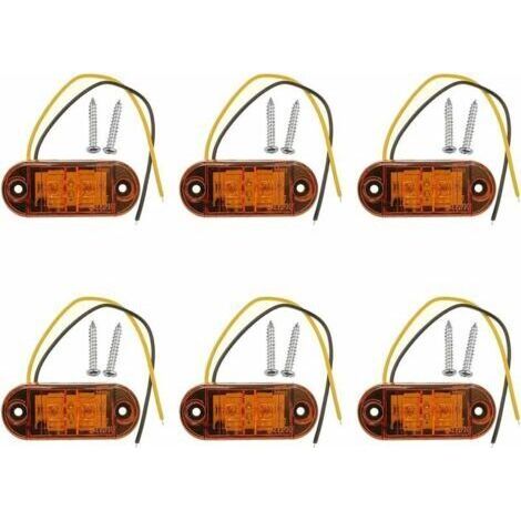 6 x feux de position latéraux à LED orange 12V 24V, feux de position avant, feux de position latéraux, feux de position latéraux à LED pour voiture, remorque, camping-car, caravane, moto, moteur, etc. (1/4)