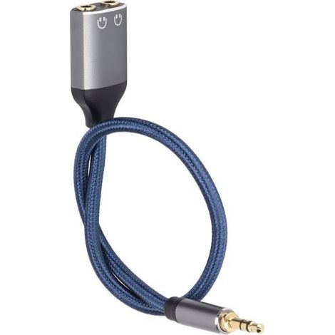 Câble audio double jack 3 5 mm mâle à deux femelles pour téléphone tablette ordinateur 30 cm (1/5)