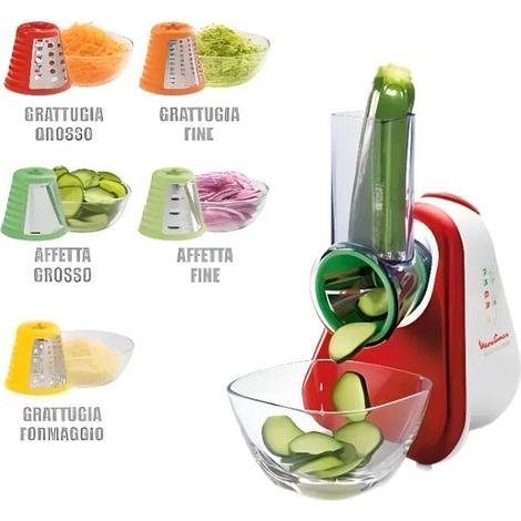 Hachoir Moulinex Fresh Express DJ755G 200W – Design compact rouge et blanc – 5 fonctions – Pièces lavables au lave-vaisselle