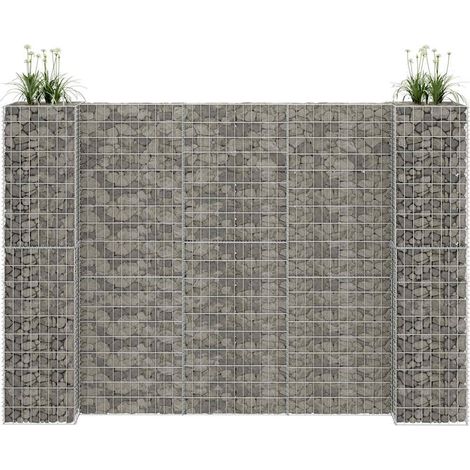 Jardinière de jardin - Balconnière à fleurs à gabion en H Fil d'acier 260x40x180 cm BV963147 - BonneVie (1/5)