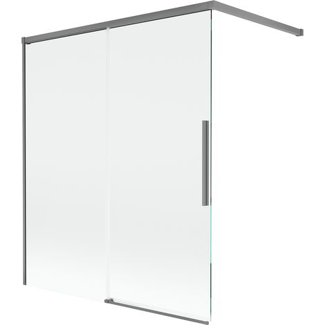 Mexen Rox Duschabtrennung 2-flügelig verschiebbar 120 x 150 cm, transparent, Gun Metal - 8C9-120-003-95-00