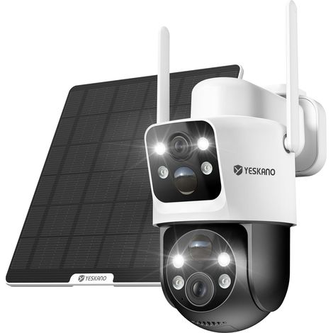 6MP Camera Surveillance WiFi Outdoor Wireless Battery Solar Panel, 360° PTZ Outdoor Solar Camera, 2.4GHz Dual Lens, Night Vision Colour, Two-Way Audio (1/5)