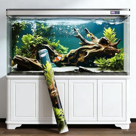 Poster de fond pour aquarium - 120 x 40 cm - Réutilisable et sans bulles  Film de fond décoratif en PVC pour aquarium - Film de fond statique - Différents formats d'image (1/5)