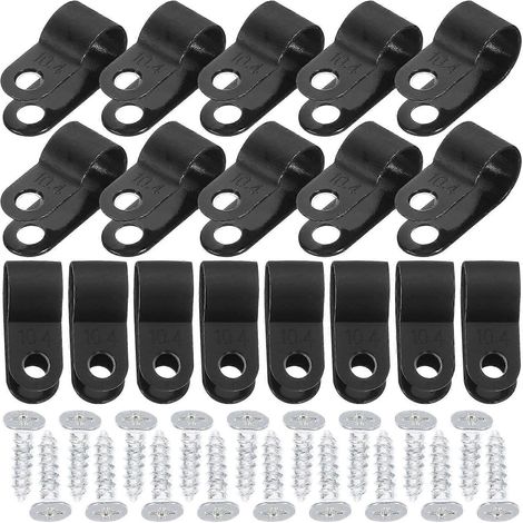 Lot de 200 attaches-câbles, clips de gestion de câbles, clips pour fils électriques, attaches murales avec vis, noir (1/3)