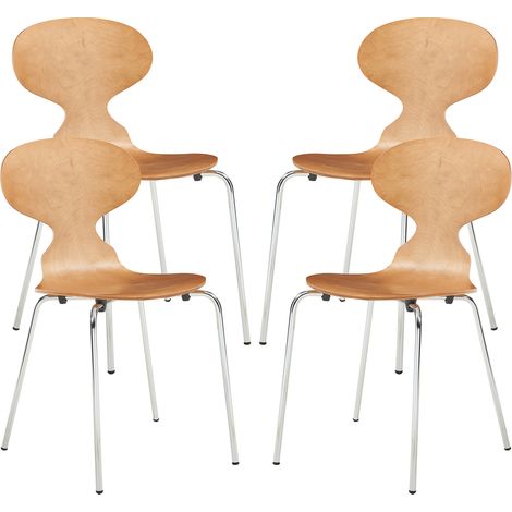 Esszimmerstuhl Kil 4er Set Walnussoptik/Chromfarben [en.casa]