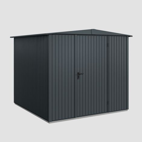 Hörmann Ecostar Metall-Gerätehaus Trend mit Satteldach Typ 2, 259 x 248 cm, anthrazitgrau, 5,7 m², 1-flüglige Tür
