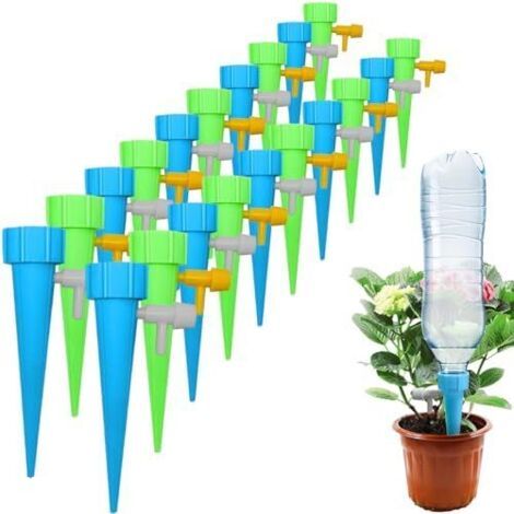 Lot de 20 Irrigation Goutte a Bouteille, Arrosages Automatiques Réglable, 1,1 pouces Système d'arrosage Plantes avec Vanne Contrôle pour Jardin en Pot (20) - (1/5)
