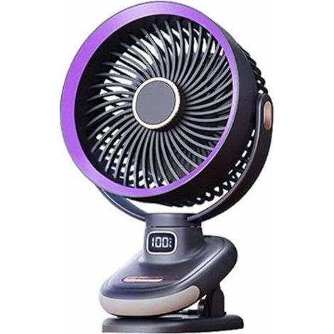 Ventilatore portatile per passeggino con schermo LCD, 5 velocità, clip per treppiede per passeggini, seggiolini auto, sedie a rotelle, camerette e viaggi, bianco (1/4)