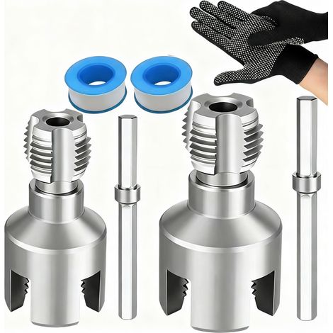 Kit d'outils intégré pour filetage interne et externe de tuyaux avec filières 1/2'“ et 3/4”', kit de filetage pour tuyaux en PVC compatible avec perceuse électrique, outil de filetage à double fonctio