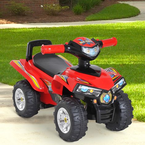 Quad de juguete para niños, cochecito para montar con claxon, música y luces, 60x38x42 cm, PP rojo