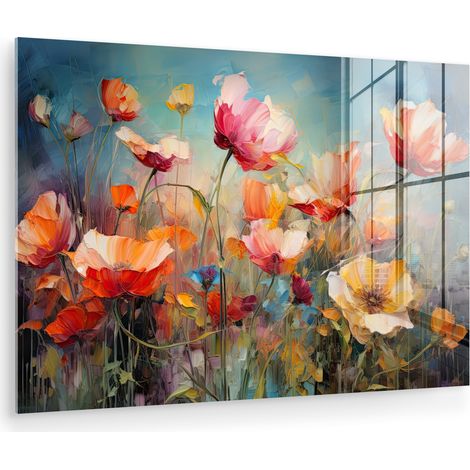 CUADRO DE METACRILATO Flores - Acuarela - Arte - Botánica - Naturaleza Pinturas 60x40 (1/5)