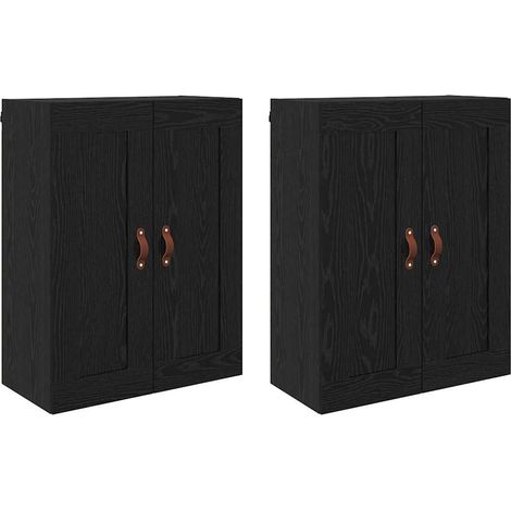 vidaXL  Wall Cabinet  2 pcs Black Oak 69.5 x 34 x 90 cm Engineered Wood