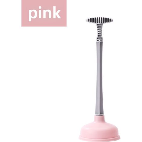 déboucheur de canalisations de toilettes, ventouse pour toilettes, outil de débouchage domestique, manche long (Drogue de toilettes rose) (1/5)
