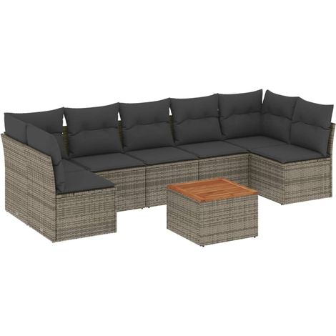 Maison Exclusive - 8-tlg. Garten-Sofagarnitur mit Kissen Grau Pol