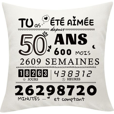Federa Cuscino Tasche Regalo 50° Compleanno Bianca 45 x 45 cm (1/5)