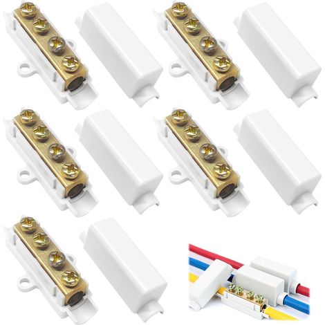 5PCS Connecteur de Fil Conducteur en Laiton Double Vis Coque ABS Bornier Boîte de Jonction pour Câbles 2516mm² 1000V 100A ZK1116