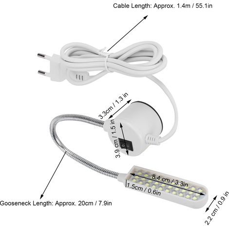 LED-Nähmaschinenleuchte, 30 LEDs, Schwanenhals, Magnetfuß, EU-Stecker, AC 110–250 V (1/5)