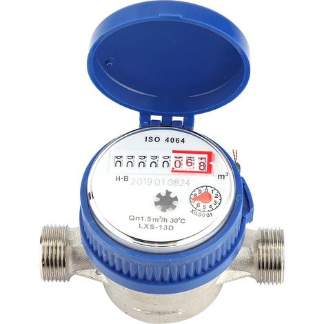 Compteur Eau Mécanique en Cuivre 1.5m3/h 0-40 °C 1/2 Pouce Compteur D'eau de Jardin, 15 mm Compteur D'eau Froide Numérique pour Usage Domestique (1/5)