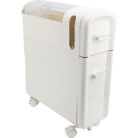 Narrow Storage Cabinet Multipurpose Modern Simple Design Drawer Type 2 Tier Slim Bathroom Storage Cabinet for Bathroom Kitchen Cream (1/5)