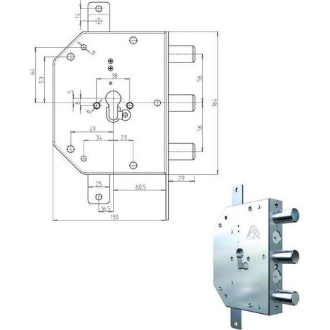 Serratura di Sicurezza Triplice Sinistra con Cilindro 2105G-61 CR