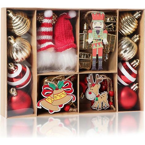 Set mit 32 bruchsicheren Weihnachtsbaumdekorationen, gestrickten Puppenanhängern in leuchtenden Farben (1/5)