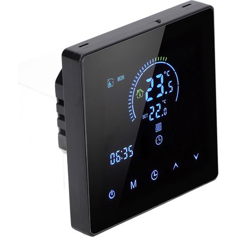 GARRYFIZH Thermostat intelligent 3A avec écran tactile couleur LCD, chauffe-eau pour la maison, le bureau, les centres commerciaux, les magasins, noir, modèle standard