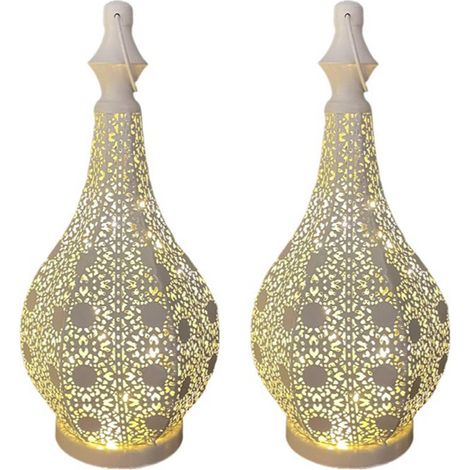 2X Lampe de Table en Métal Style Marocain sans à Piles avec (1/4)