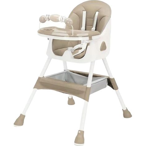 Chaise haute, hauteur réglable, plateau amovible, Kaki (1/2)