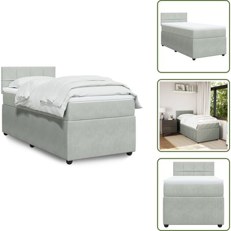 Boxspringbett mit Matratze Hellgrau 90x200 cm Samt - Boxspringbett - Boxspringbetten - Bett - Betten (1/5)