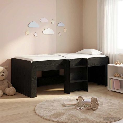 Marco de Cama Alta para Niños 2 pcs Roble Negro