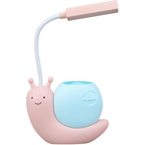 Lampe De Bureau Enfant - Escargot - Rechargeable Usb - Pliable 360 Degres - Rose - 1 Piece (1/4)
