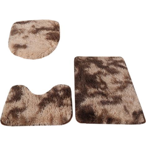 Tapis de bain toilette peluche 3 pièces – ultra-absorbant, antidérapant, poils longs et moelleux