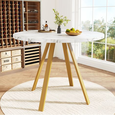 Conjunto de mesa y sillas de 5 piezas, mesa redonda 80 x 80 x 75 cm, 4 sillas, DESVIAE (1/5)