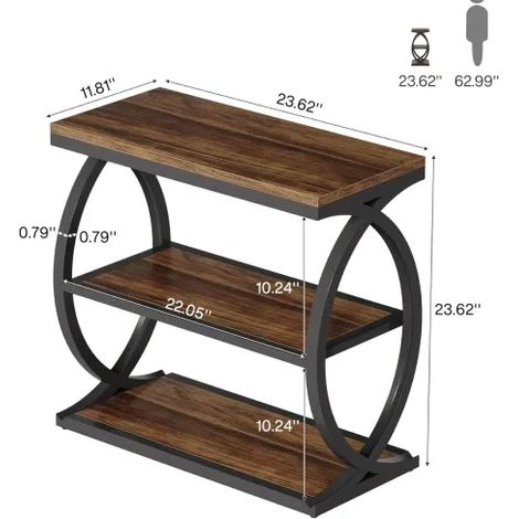 Table d'appoint industrielle en bois et métal 60 cm pour salon (1/5)