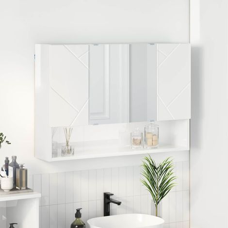 Teenpull – Spiegelschrank Hochglanz Weiß 80 x 17 x 55 cm Holzwerkstoff (1/5)