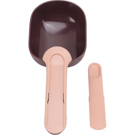 Cuillère à nourriture pour chien, Clip multifonction, Design à long manche, cuillère pour animaux de compagnie, pour chats, chiens, animaux de compagnie (café rose) (1/5)