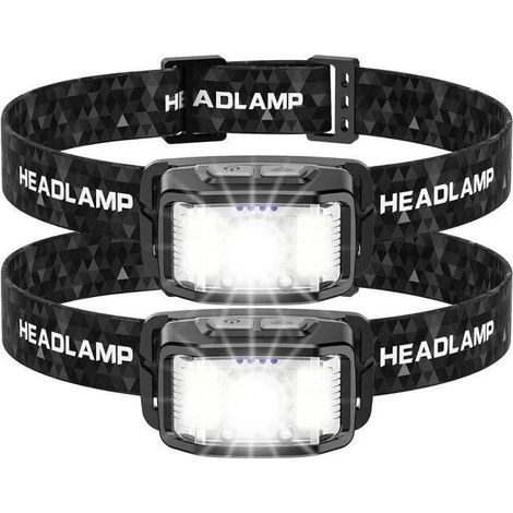 2 Pièces Lampe Frontale LED Ultra Puissante, 2000 Lumens ,Capteur De Mouvement,Pour Pêche,Camping,Cyclisme,Running ODIPIE (1/4)