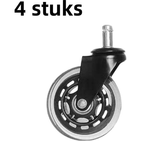 Roulettes pivotantes en 4 parties - Roulettes de chaise de bureau transparentes en PU de 7,6 cm (3 pouces) - Roulettes universelles en polyuréthane, silencieuses et résistantes à l'usure - Noires (1/5)