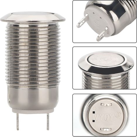 Ensemble de 5 interrupteurs à bouton-poussoir étanches à verrouillage automatique, 2 A, 36 V, 12 mm, 2 broches (1/5)