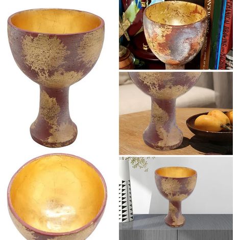 Ornement trophée, style rétro, résine créative, artisanat, accessoire de cosplay, décoration artistique polyvalente, loisirs créatifs, résine, coupe du Graal dorée, décoration intérieure, cadeau de No (1/5)
