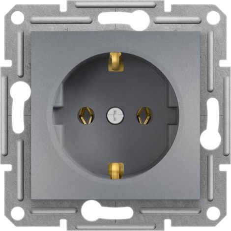 Prise Simple Schuko Asfora Eph2900162 - En Acier - 1 Pièce - Prise Avec Mise À La Terre (1/5)