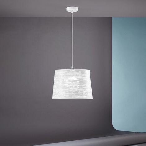SLOT Sospensione 1 luce in metallo verniciato bianco con paralume  attacco E27 (1/2)